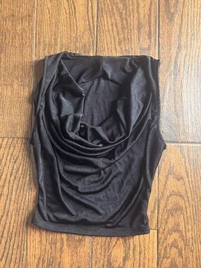 Sleek Black Draped Crop Top